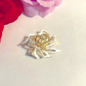 Silver and gold plated leaf brooch